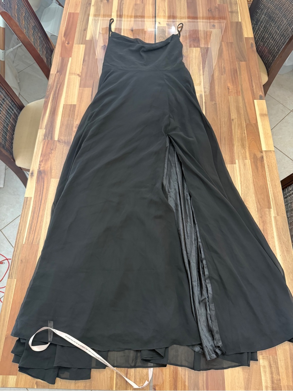 NWT Sz XL Lulus Black Cowl Neck Slit Flutter-Sleeve Tiered Ruffle Maxi Dress
